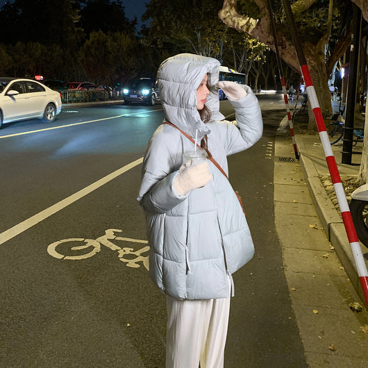 Abrigo de Plumón Suelto Grueso para Mujer - Largo Medio Invierno - Image 15