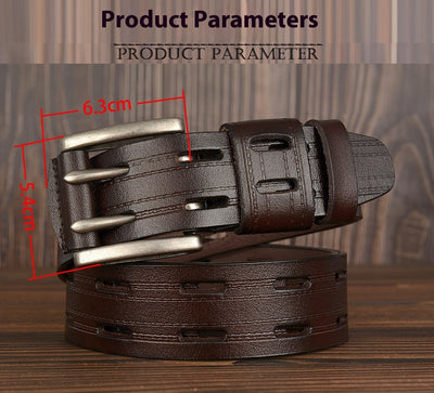 Cinturón de Cuero para Hombre con Hebilla Doble Pasador - Estilo Casual y Jeans - Image 32