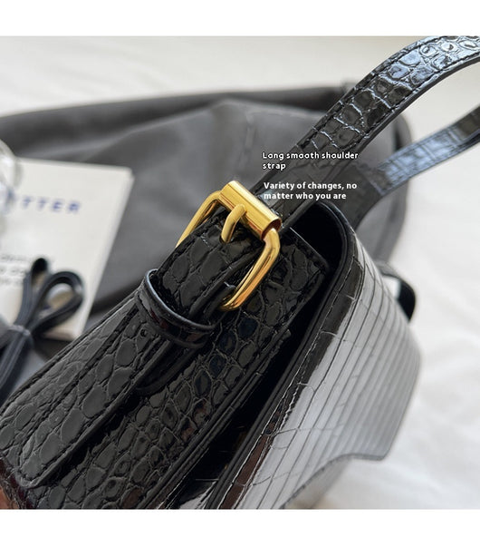 Bolso de Hombro Mujer Cuero PU Patrón Piedra con Hebilla Metálica - Image 25