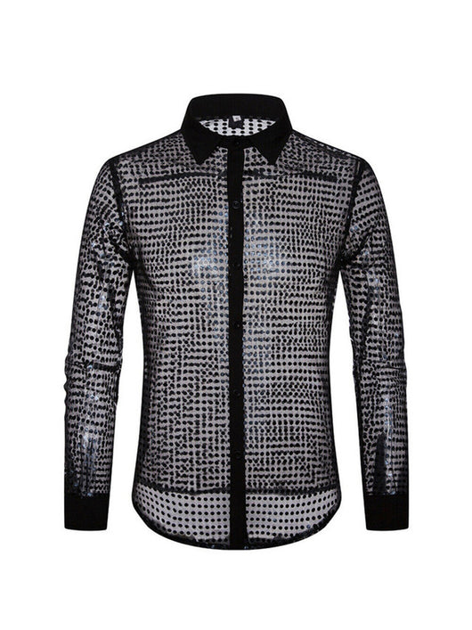 Camisa Manga Larga con Estampado de Lunares para Hombre - Image 2