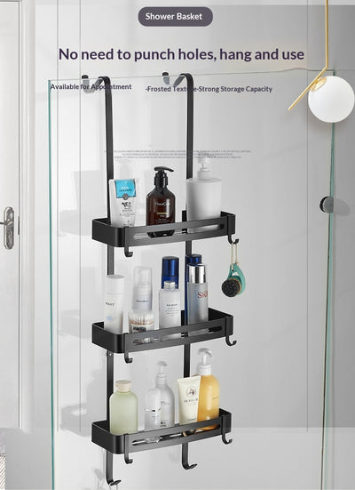 Repisa de Aluminio sin Perforación para Baño - Organizador de Almacenamiento Colgante - Image 19