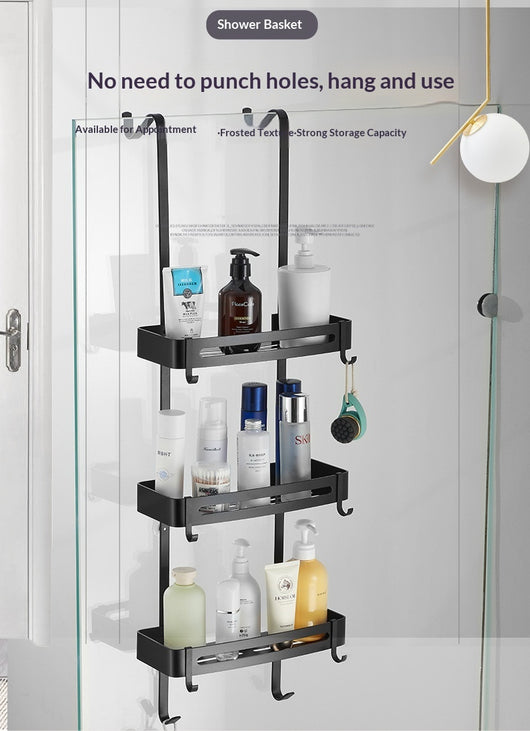 Repisa de Aluminio sin Perforación para Baño - Organizador de Almacenamiento Colgante - Image 19
