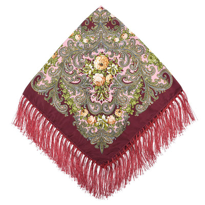 Pañuelo Cuadrado de Algodón y Lino con Flecos Estampado - Image 17