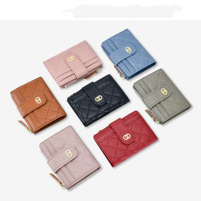 Billetera Compacta Bordada para Mujer con Múltiples Compartimentos