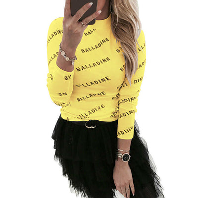 Camiseta Base Ajustada Estampada de Manga Larga para Mujer - Image 7