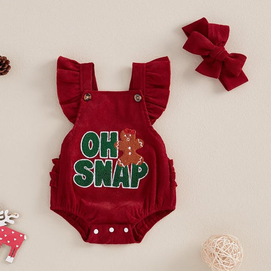 Enterizo Navideño para Bebé Niña con Pliegues y Bordado en Terciopelo - Image 8