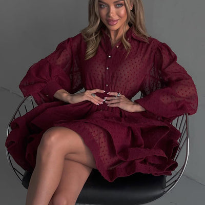 Vestido Camisero Elegante con Cinturón y Botones - Image 19