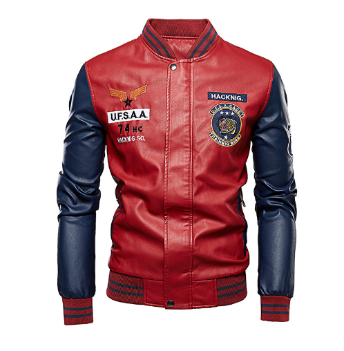 Chaqueta de Cuero Cropped con Forro Polar para Hombre - Estilo Béisbol - Image 16