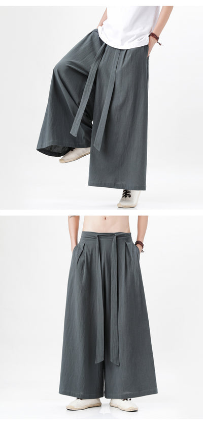 Pantalones Holgados de Algodón y Lino Talla Grande Estilo Chino para Hombre - Image 12