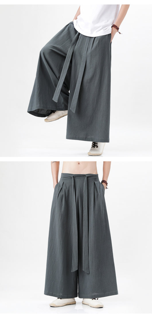 Pantalones Holgados de Algodón y Lino Talla Grande Estilo Chino para Hombre - Image 12