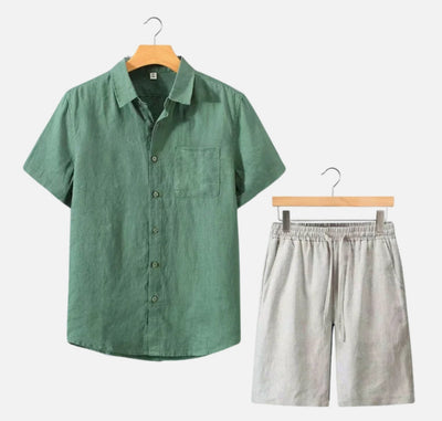 Camisa de Lino Manga Corta para Hombre - Traje Ejecutivo - Image 13