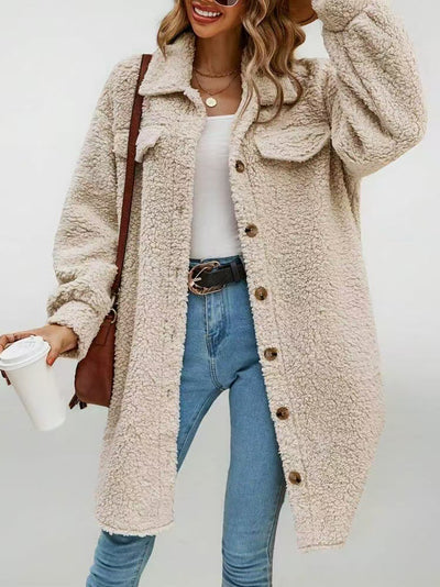Abrigo de Piel Sintética Tipo Teddy con Capucha Largo Medio para Mujer - Image 8