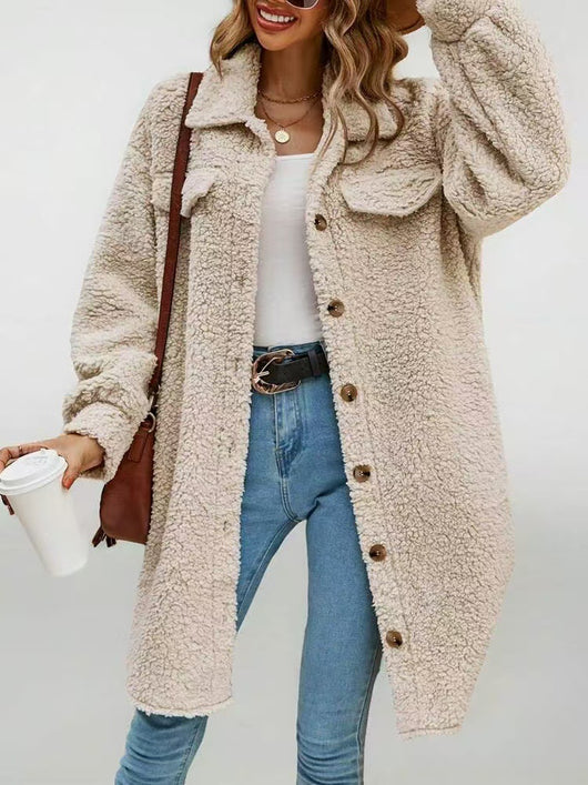 Abrigo de Piel Sintética Tipo Teddy con Capucha Largo Medio para Mujer - Image 8
