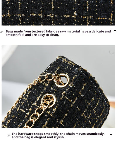Bolsa de Hombro de Lana con Cierre Retorcido - Bolso Versátil para Mujer con Contraste en Seda Dorada - Image 30