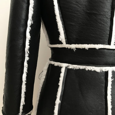 Chaqueta de Cuero Doble Botonadura Slim Fit con Detalles de Piel - Image 12