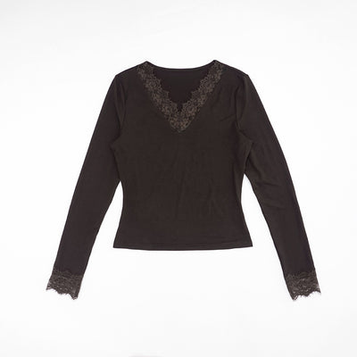 Blusa Elegante de Encaje con Escote en V y Mangas Largas para Otoño e Invierno - Image 16