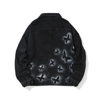 Chaqueta Denim con Estampado Mariposa Hombre - Diseño Europeo Trendy - Image 7