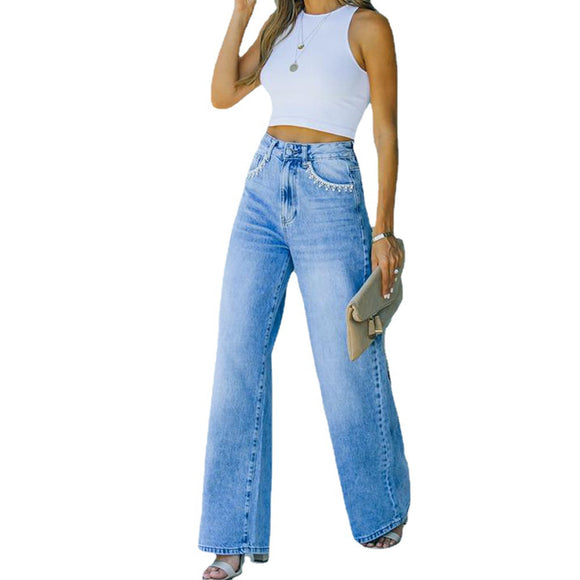 Pantalones Vaqueros Sueltos Lavados WISH para Mujer