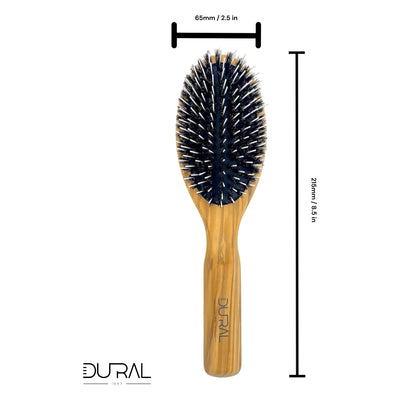 Dural Olive wood rubber cushion hair brush with boar bristles and nylon - Tekeno