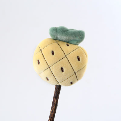 Plush carrot-shaped cat molar stick with green leaves on a natural wood stick, designed for pet play. - Image 8