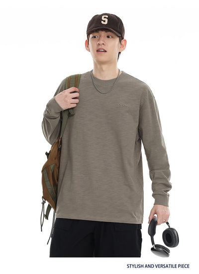 Camiseta de Algodón Pima con Bordado Minimalista - Manga Larga Cuello Redondo - Image 21