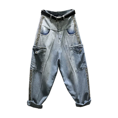 Pantalón Harem Denim Baggy Oversized para Mujer - Estilo Urbano y Cómodo - Image 10