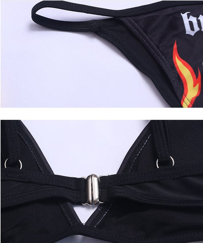 Traje de Baño Punk con Calavera de Fuego Estilo Split - Image 13