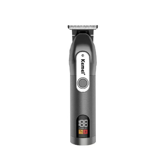 Dark gray Kemei electric hair clipper with a digital display showing "188 POWER LEFT" and a textured grip. - Image 6