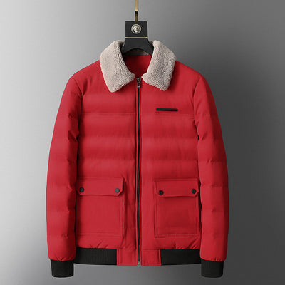 Abrigo Acolchado Cálido con Cuello de Piel para Hombre - Image 3