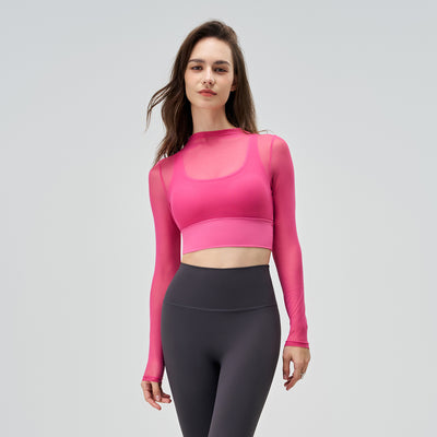 Playera Deportiva Reductora de Malla para Mujer - Manga Larga Transpirable de Secado Rápido - Image 5