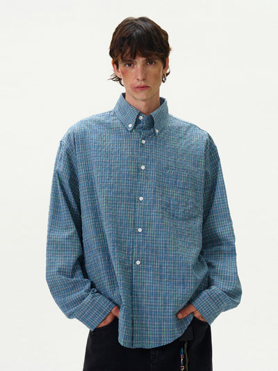 Blusa Vintage Estilo Americano a Cuadros con Pliegues - Image 4
