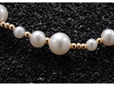 Pulsera de Perlas Naturales Chapada en Oro 14K con Cuentas Separadas - Estilo Hip-hop para Hombre - Image 13