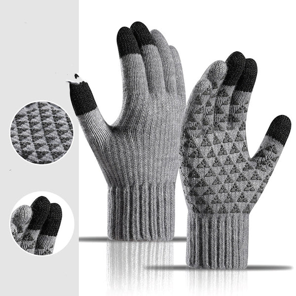 Guantes de Alpaca Tejidos Gruesos con Forro de Terciopelo y Pantalla Táctil para Invierno