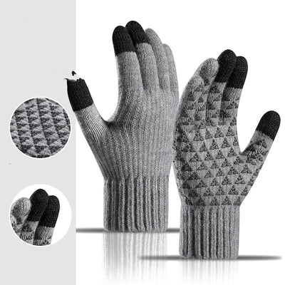 Guantes de Alpaca Tejidos Gruesos con Forro de Terciopelo y Pantalla Táctil para Invierno
