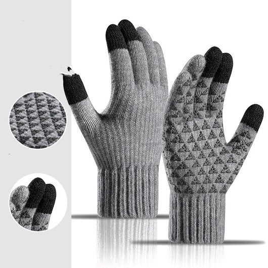 Guantes de Alpaca Tejidos Gruesos con Forro de Terciopelo y Pantalla Táctil para Invierno