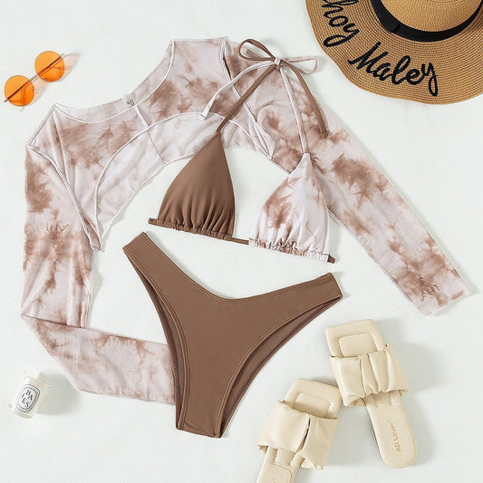 Bikini Tripartita con Encaje y Cordones - Traje de Baño Europeo Moderno