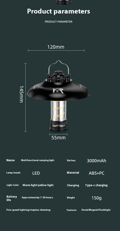 Linterna Táctica LED para Campamento con Luz Ambiental Ajustable - Image 13