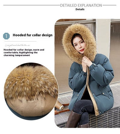 Abrigo de Plumón de Pato Blanco Suelto Estilo Coreano para Mujer - Image 11