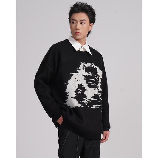 Suéter Pullover Oversized de Jacquard Grueso para Hombre - Image 12