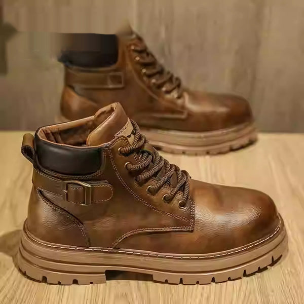 Botas Altas de Cuero Estilo Británico Retro para Motociclista