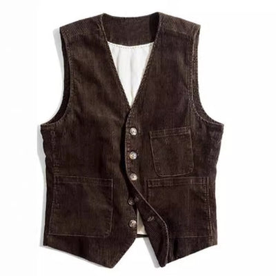 Chaleco de Pana para Hombre con Diseño de Patchwork - Primavera Otoño - Image 7