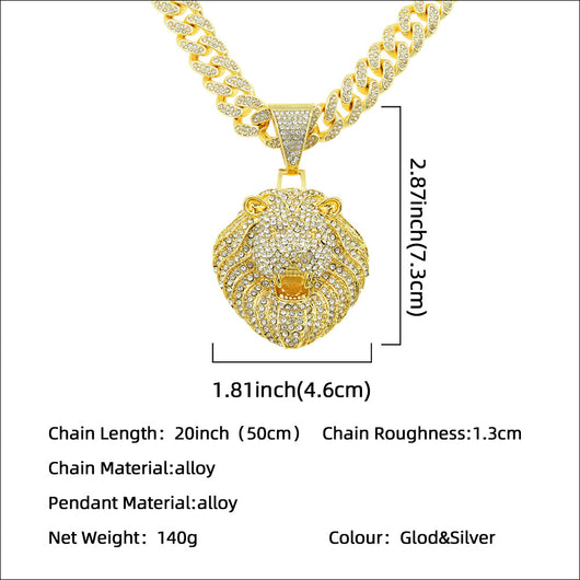 Collar Colgante Cabeza de León Diamantado 3D Personalizado para Hombre - Image 4