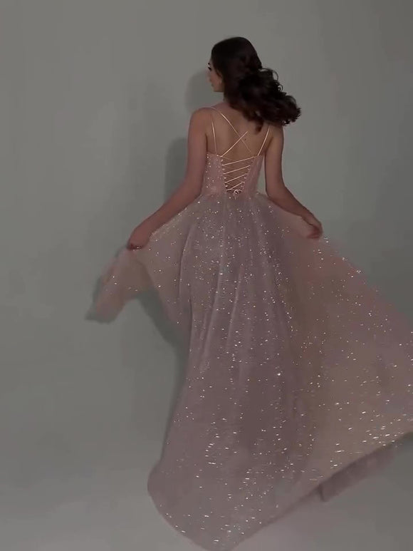 Vestido de Noche Escotado con Lentejuelas