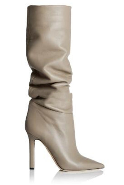 Botas Altas Over The Knee con Tacón Cuña y Punta Afilada - Diseño Textura Lychee - Image 8