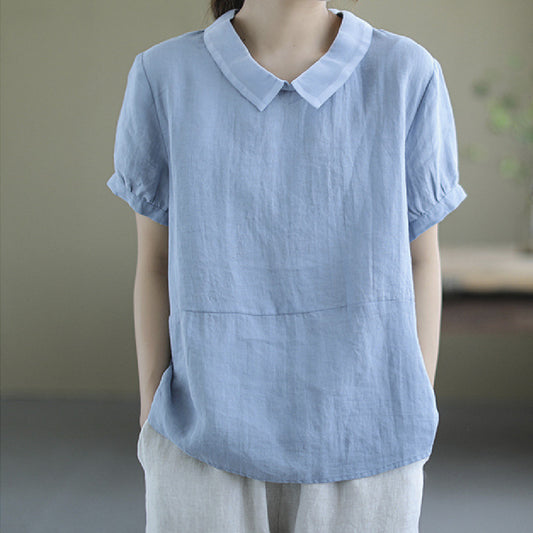 Playera Suelta de Manga Corta para Mujer - Colores Lisos Verano