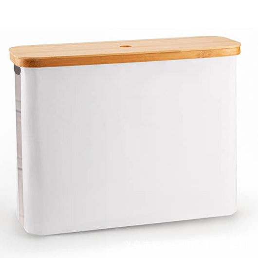 Canasta de Almacenamiento con Tapa de Bambú y Rollo de Papel Transparente - Image 4