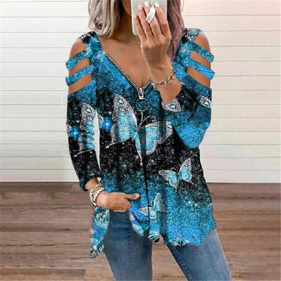 Blusa Manga Larga con Escote V y Estampado de Mariposas - Image 14