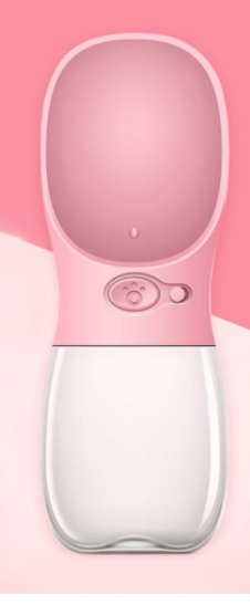 White and clear portable dog water dispenser with a built-in bowl and transparent water reservoir. - Image 17