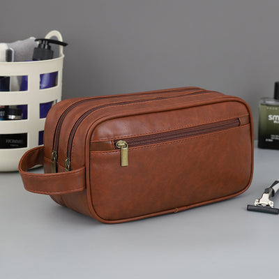 Bolsa de Aseo Viaje Doble Compartimento Cuero PU Hombre - Image 10