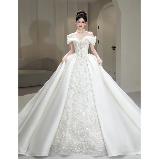 Vestido de Maternidad Satinado con Hombros Descubiertos - Image 7